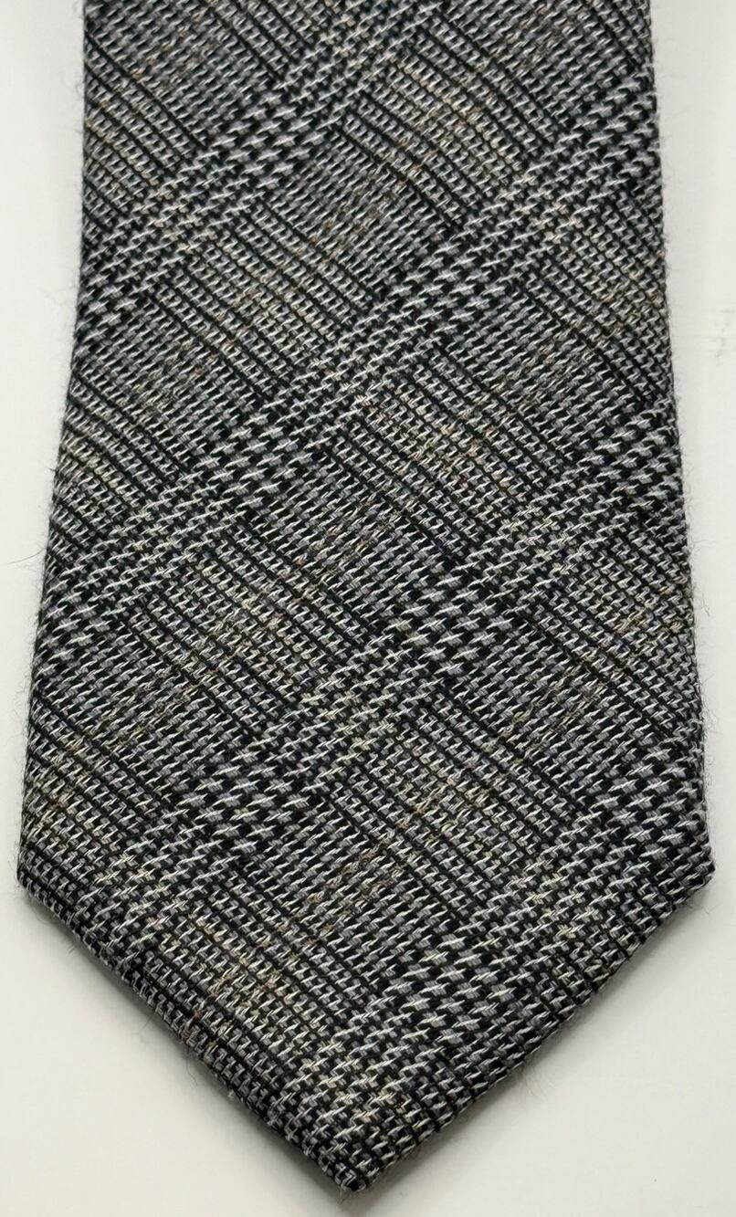 ERMENEGILDO ZEGNA Silk Wool Tie Plaid Houndstooth Made In Italy EUC